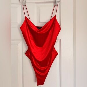 Forever 21 Vibrant Red velvet Top bodysuit xs/s
